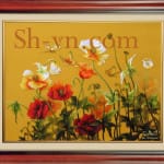 桃の花の刺繍絵　＝ポピー38＝SHVN 1038 - 50cm x 70cm. (2)